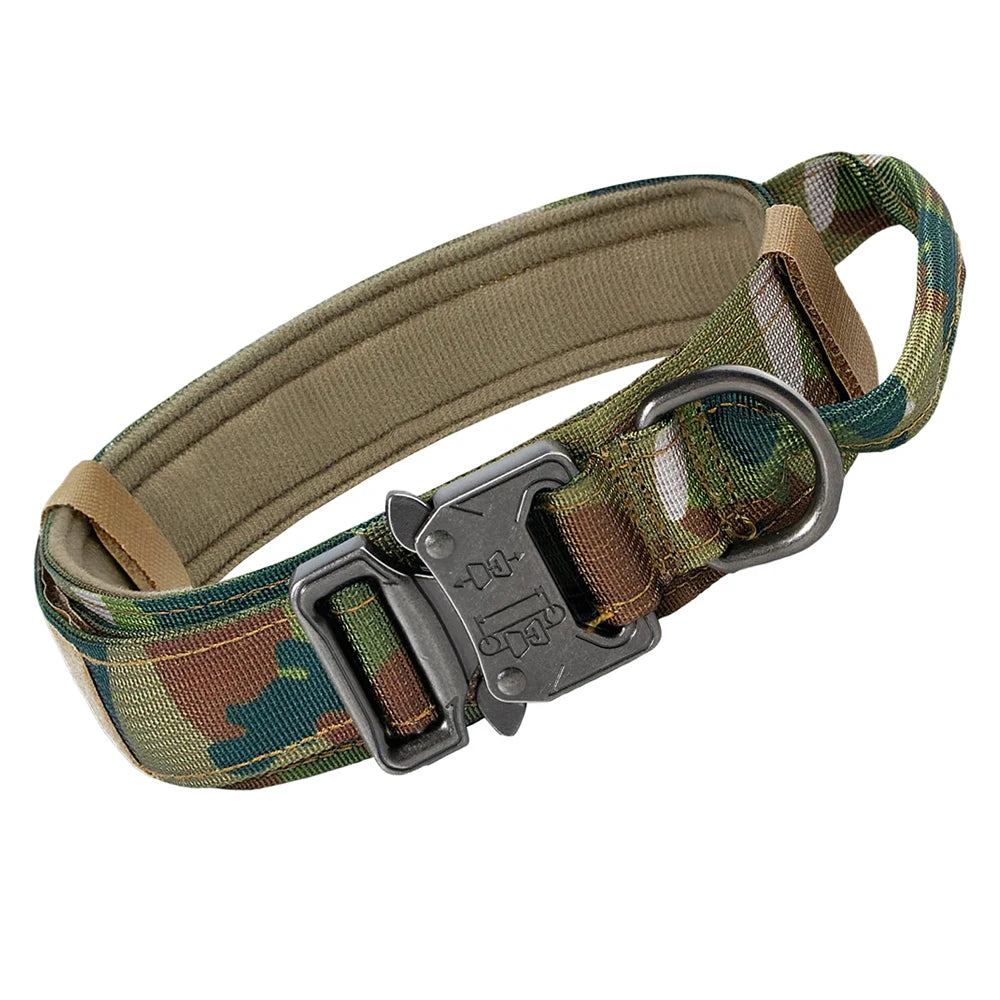 Heavy Duty Tactical Dog Collars with Handle Military Collar with Patch Outdoor Training and Walking for Medium and Large Dogs Beauty World Shop