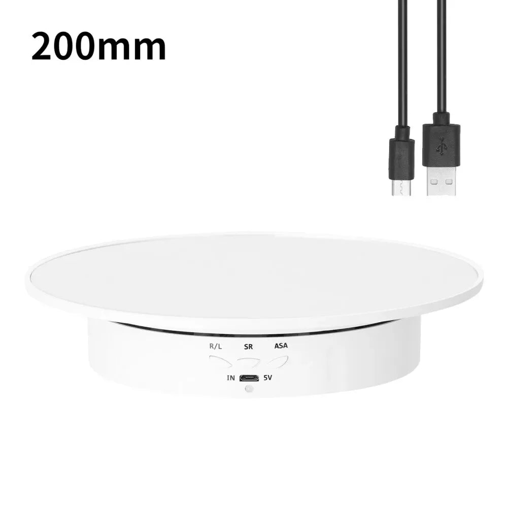 7.87 Inch 360 Degree Electric Rotating Stand with Remote Control for Jewelry Display,Photography and Video,3-position Adjustment Beauty World Shop