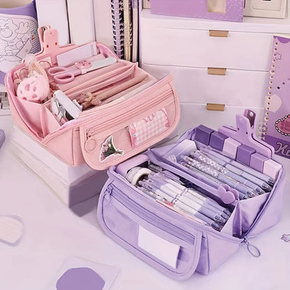 1pc large capacity learning pencil case with multifunctional desktop organization and storage stationery box for boys and girls Beauty World Shop