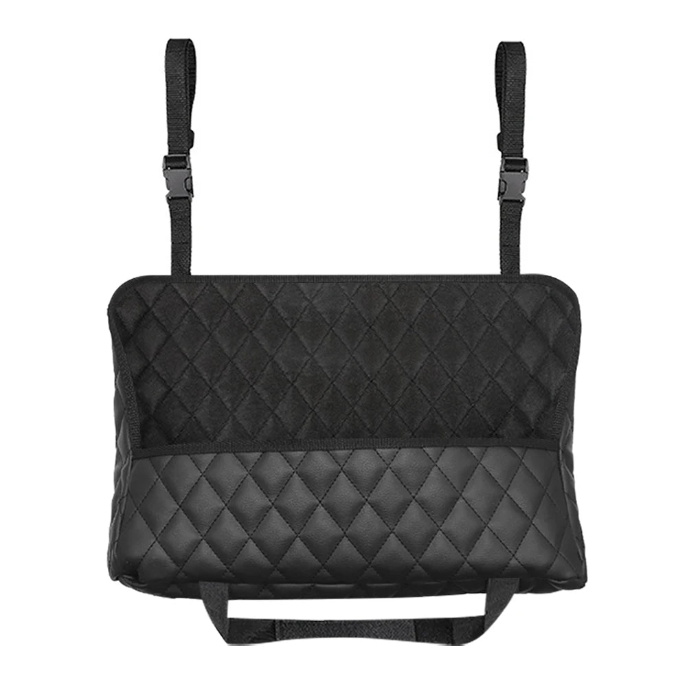 PU Leather Car Middle Seat Storage Net Large Capacity Leather Bag Seat Back Storage Bag Car Chair Back Supplies Storage Goods Ha Beauty World Shop