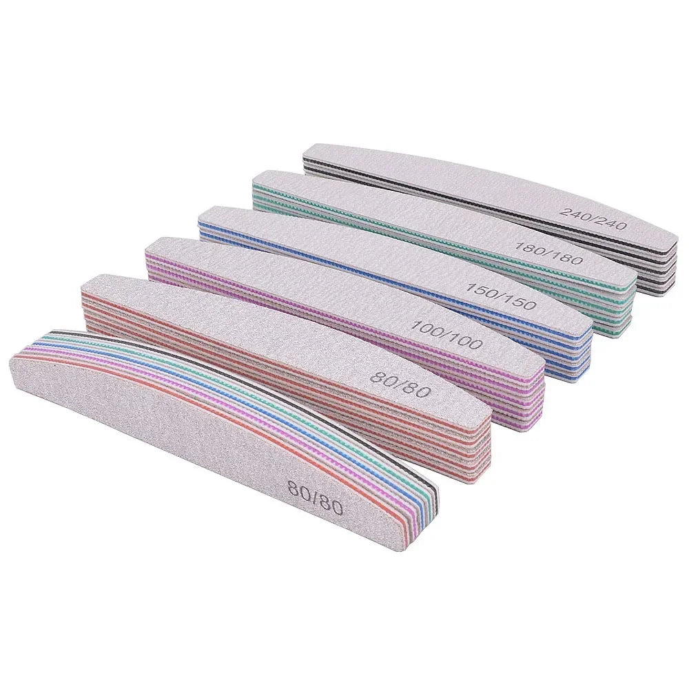 5/10Pcs Professional Nail File 150/180 Sandpaper Strong Thick Nail Files Sanding Half Moon Lime nail accessories and Tools Beauty World Shop