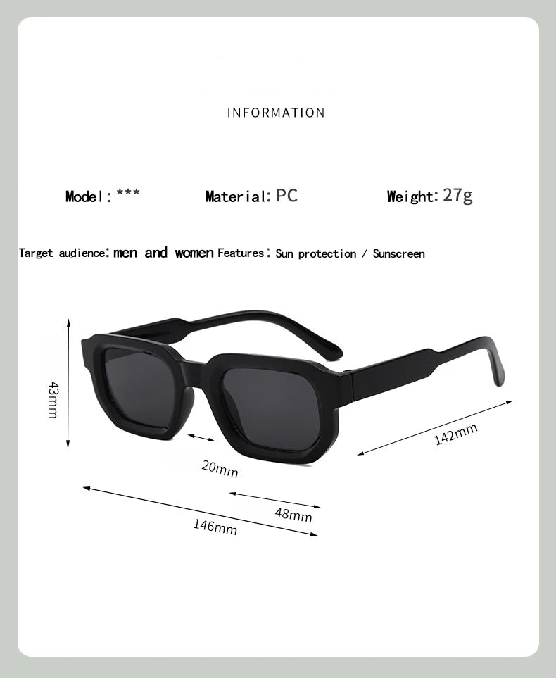 New Retro Rectangular Frame Sunglasses - Fashionable Retro Sunglasses With Uv400 Protection3007 Beauty World Shop