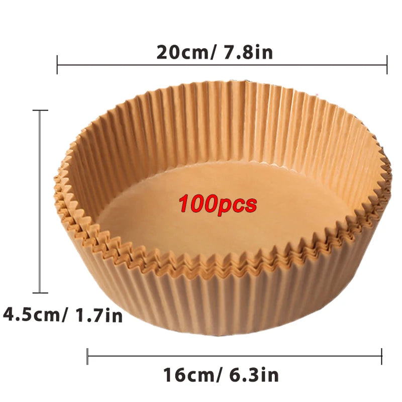 50/100Pcs Air Fryer Disposable Paper Non-Stick Airfryer Baking Papers Round Air-Fryer Paper Liners Paper Kitchen Accessories Beauty World Shop