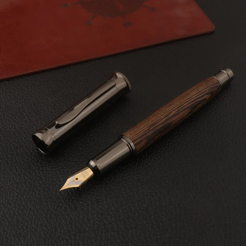 1pc wood Fountain Pen Tiger skin pattern Gun Grey Stationery Office School Supplies new ink pen Beauty World Shop