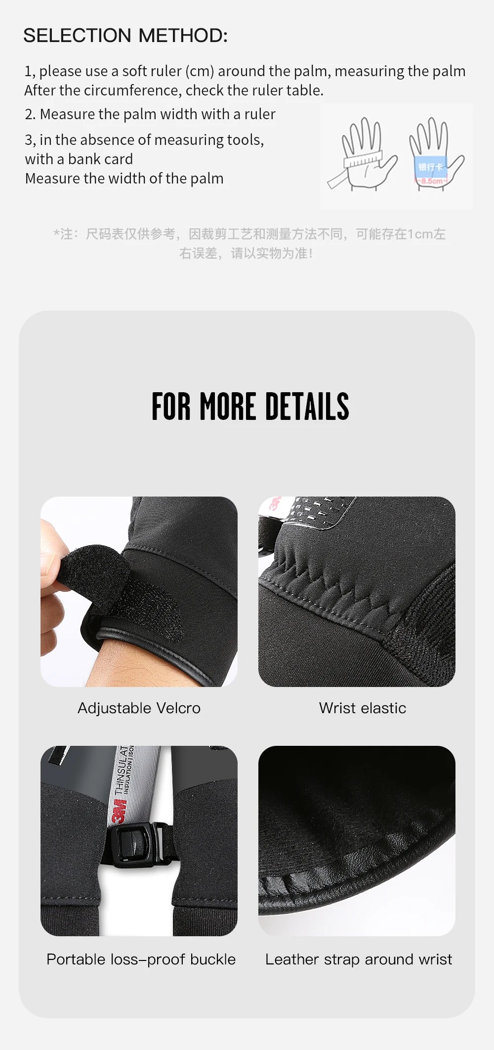 3M Ski Gloves Black Waterproof Winter Warm Cycling Outdoor Sports Running Riding Motorcycle Touch Screen Snowboard Gloves Men Beauty World Shop