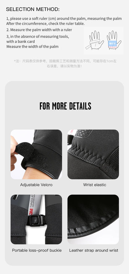 3M Ski Gloves Black Waterproof Winter Warm Cycling Outdoor Sports Running Riding Motorcycle Touch Screen Snowboard Gloves Men Beauty World Shop