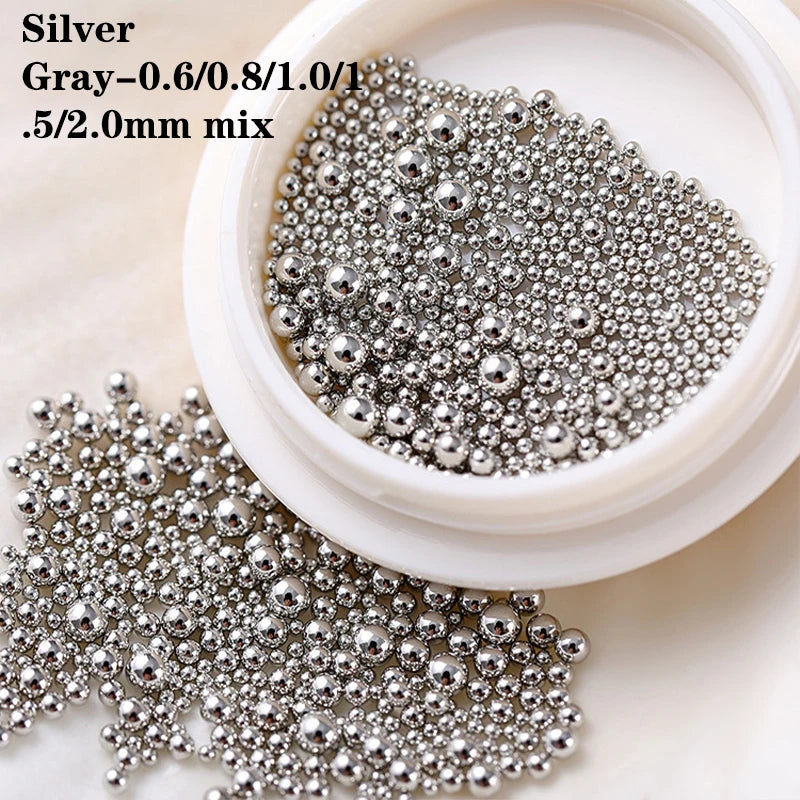 0.4mm-1.5mm 3D Steel Tiny Nail Art Decoration Gold Silver Steel Ball Nail Art Caviar Beads Nails Beads DIY Jewelry Accessories Beauty World Shop