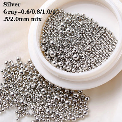 0.4mm-1.5mm 3D Steel Tiny Nail Art Decoration Gold Silver Steel Ball Nail Art Caviar Beads Nails Beads DIY Jewelry Accessories Beauty World Shop