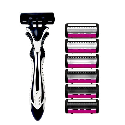 6-layer classic razor, razor set, stainless steel blade, manual safety razor, reusable blade, silicone anti-skid layer Beauty World Shop