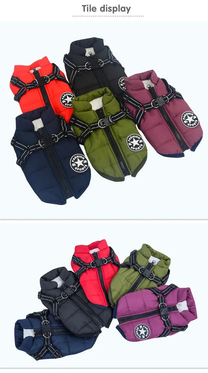 Large Pet Dog Jacket With Harness Winter Warm Dog Clothes For Labrador Waterproof Big Dog Coat Chihuahua French Bulldog Outfits Beauty World Shop
