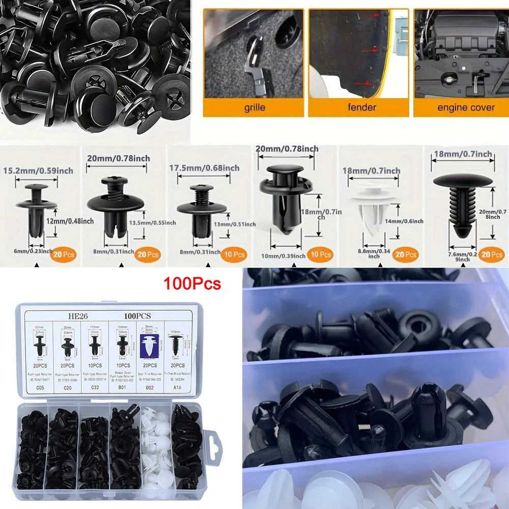 Auto Fastener Clip Mixed Car Body Push Retainer Pin Rivet Bumper Door Trim Panel Fastener Kit Car Clip 100/50 Box /Bag packaging Beauty World Shop