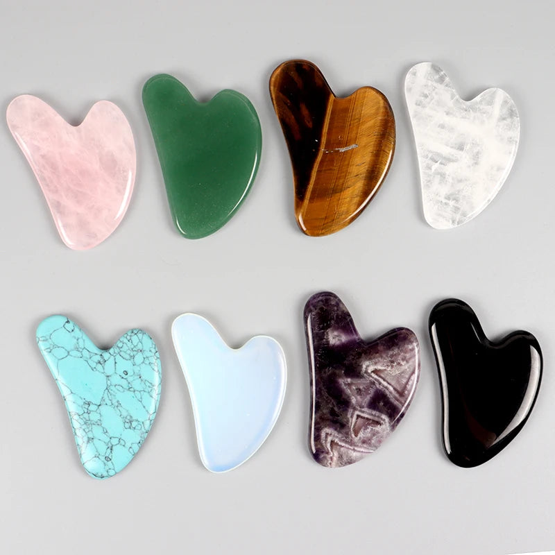 Heart Guasha Stone Face Rose Quartz Jade Massage Tool Chin Nose Lifting Firming Scraping Board Massage Facial Health Care Skin Beauty World Shop