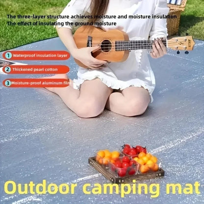 Waterproof Mat Double-sided Aluminum Film Moisture-Proof Mat Portable Picnic Mat Outdoor Tent Camping Beach Moisture-Proof Mat Beauty World Shop