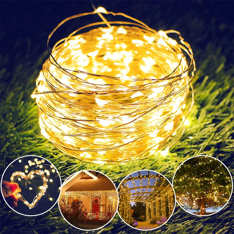 USB Led Fairy Lights Copper Wire String 20M 200LED Holiday Outdoor Lamp Garland For Christmas Tree Wedding Party Decoration Beauty World Shop