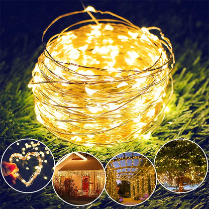 USB Led Fairy Lights Copper Wire String 20M 200LED Holiday Outdoor Lamp Garland For Christmas Tree Wedding Party Decoration Beauty World Shop