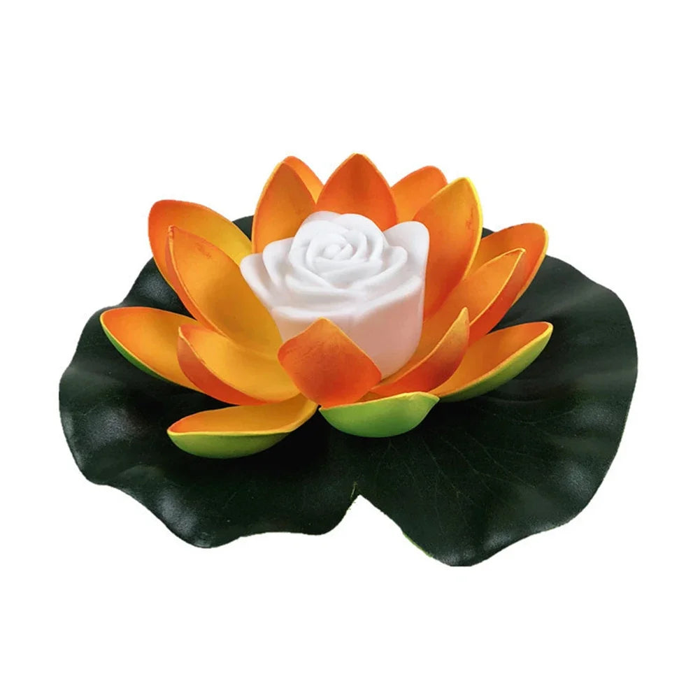 LED Waterproof Floating Lotus Light Battery Operated Artificial Lily Flower Night Lamp Pond Pool Garden Fish Tank Water Decor Beauty World Shop