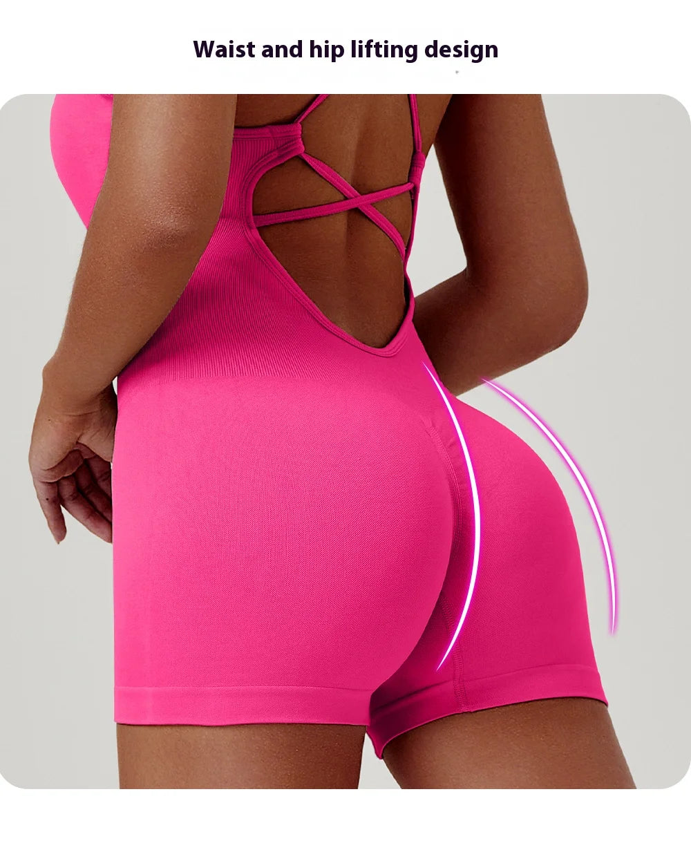 Women's Sexy Slim-Fit Yoga Shorts Jumpsuit Seamless Back Workout Bodysuit Breathable Quick-Dry Gym Running Pilates Fitness yoga Beauty World Shop