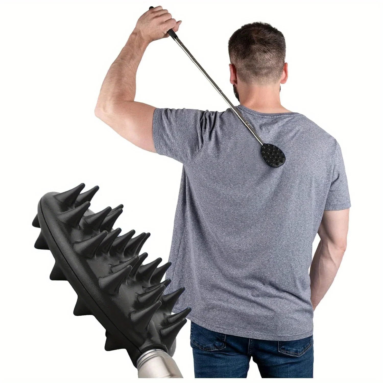 Adjustable Cactus Back Scratcher Massager - 2 Spike Sizes (0.25" 0.5") for Men & Women - Long Lasting PVC Itching Stick Beauty World Shop