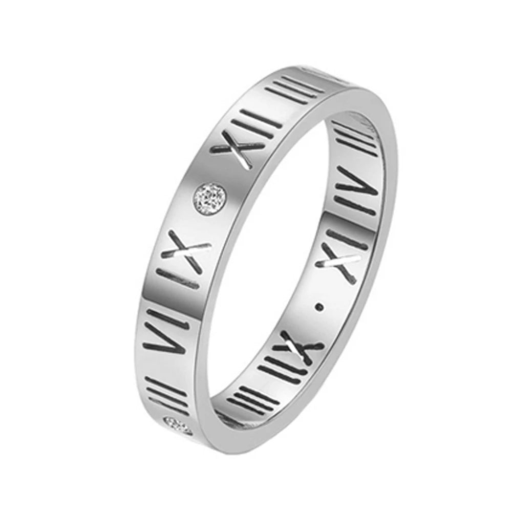 Three Layers Roman Numerals Ring for Women Luxury Stainless Steel Rotatable Crystal Finger Rings Female Wedding Trendy Jewelry Beauty World Shop