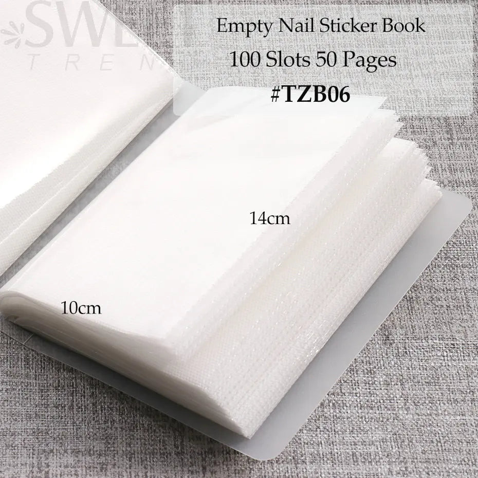 100 Slots Empty Nail Art Sticker Storage Book Album Exhibition Decals Collecting Organizer Holder Display Notebook Manicure Tool Beauty World Shop