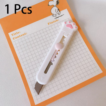 Kawaii Mini Pocket Cat Paw Art Utility Knife Express Box Knife Paper Cutter Craft Wrapping Refillable Blade Stationery Big sale Beauty World Shop