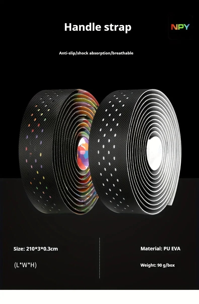 NPY2026 Road Bike Cycling Bar Colorful Tape Bicycle Handle Belt Cork EVA  Damping AntiVibration Tape Wrap With 2 Plug Fixed Gear Beauty World Shop