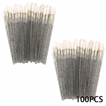 100/300PCS Crystal Lip Brush Lipstick Gloss Applicator Wands Wholesale For Eyelashes Extension Tool Kits Makeup Accessories Beauty World Shop