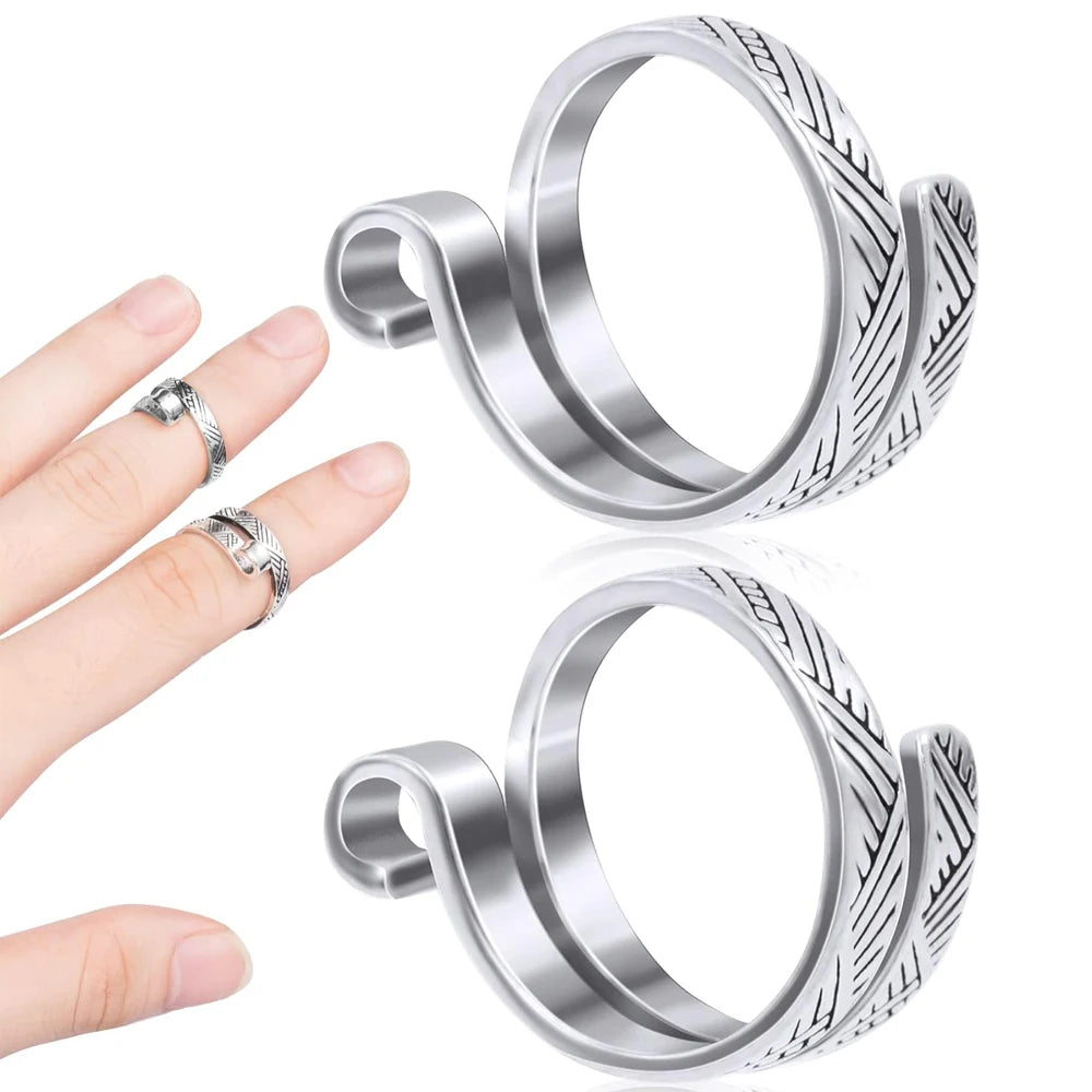 2pcs Adjustable Knitting Crochet Loop Ring Knittied Yarn Guide Finger Faster Holder Thimble Crocheters Thread Ring Sewing Tools Beauty World Shop