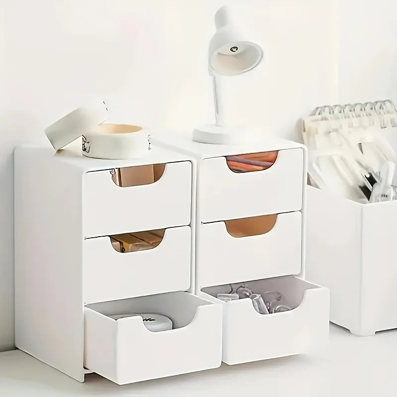 Chic 3-Tier Desk Organizer with Drawers - Ideal for Office Supplies, Jewelry & Cosmetics Storage - Portable Divider Box Beauty World Shop
