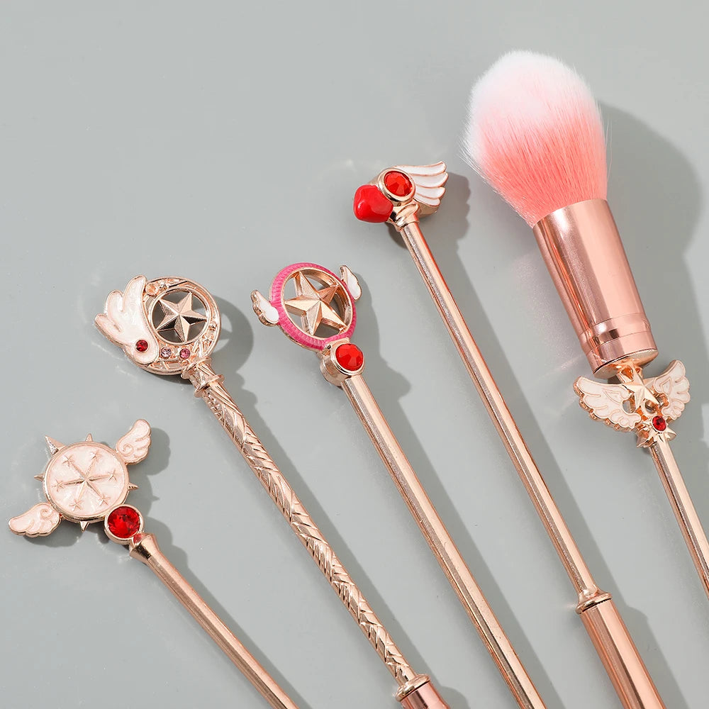 5pcs Metal Handle Soft Fluffy Makeup Brush Set Anime Card Captor Sakura Cosmetics Powder Brush Pink Eyeshadow Eyebrow Brush Beauty World Shop