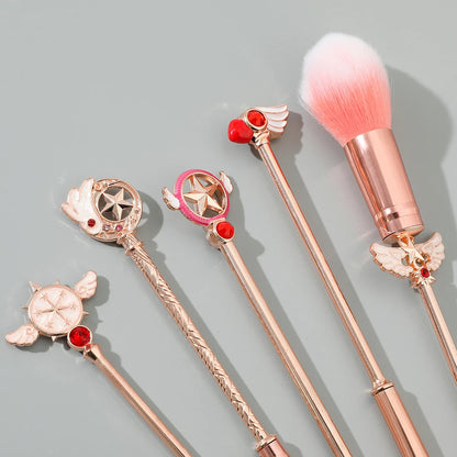 5pcs Metal Handle Soft Fluffy Makeup Brush Set Anime Card Captor Sakura Cosmetics Powder Brush Pink Eyeshadow Eyebrow Brush Beauty World Shop