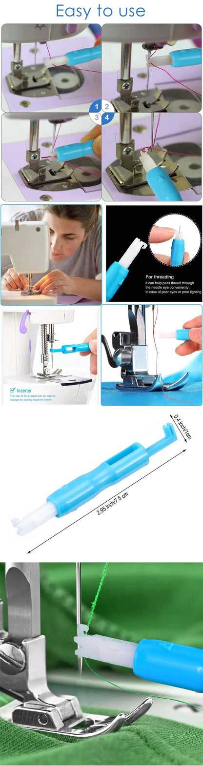 Sewing Needle Inserter Automatic Needle Quick Sewing Threader Needle Threading Tool For Sewing Machine Holds Needles Firmly Beauty World Shop
