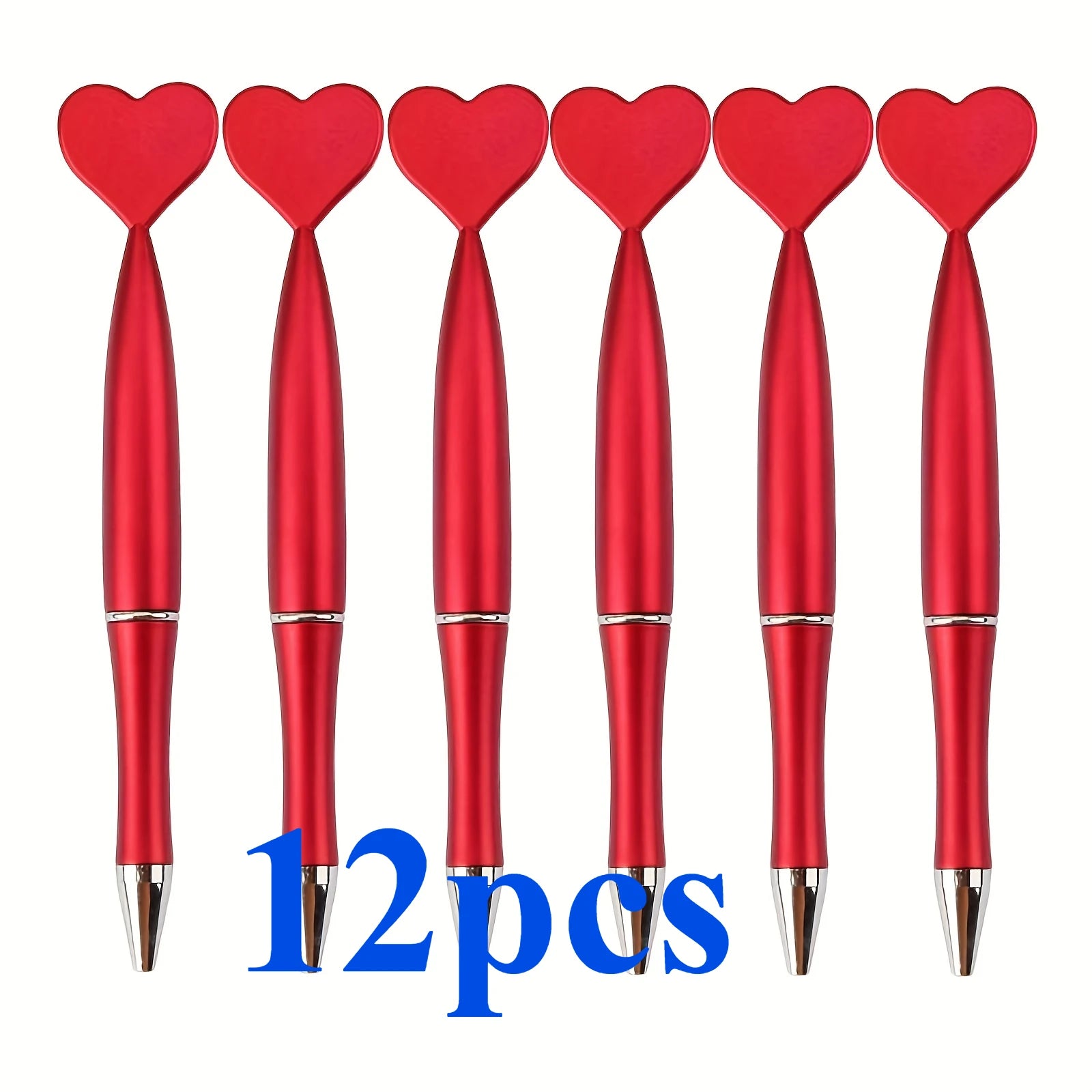 12pcs Valentine's Day Heart Shape Pens Black Gel Ink Rollerball Pens for Office School Supplies Gift Kids Ballpoint Pens Beauty World Shop