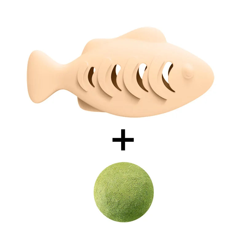 Silicone Treat Dispensing Fish Teeth Cleaning Self-Playing Boredom Relief Cats Wand Kitten Chew Resistant Molar Interactive Toy Beauty World Shop