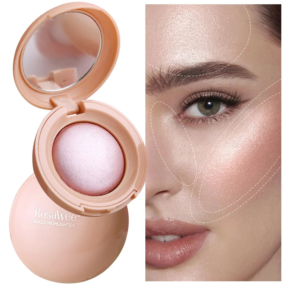 Long-lasting Waterproof Fine Shimmer Highlighter, Natural Glossy Effect, Brighten the Contour and Modify the Face Beauty World Shop