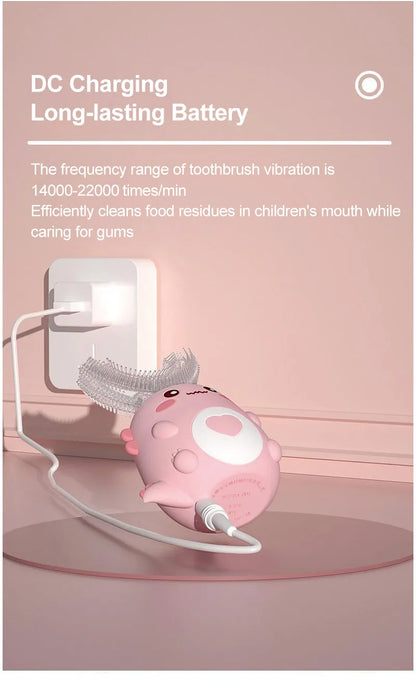 Children'S Electric Toothbrush Food Grade Silicone Oral 360 Degree Automatic Usb Charging Smart Children'S Toothbrush U-Shaped Beauty World Shop