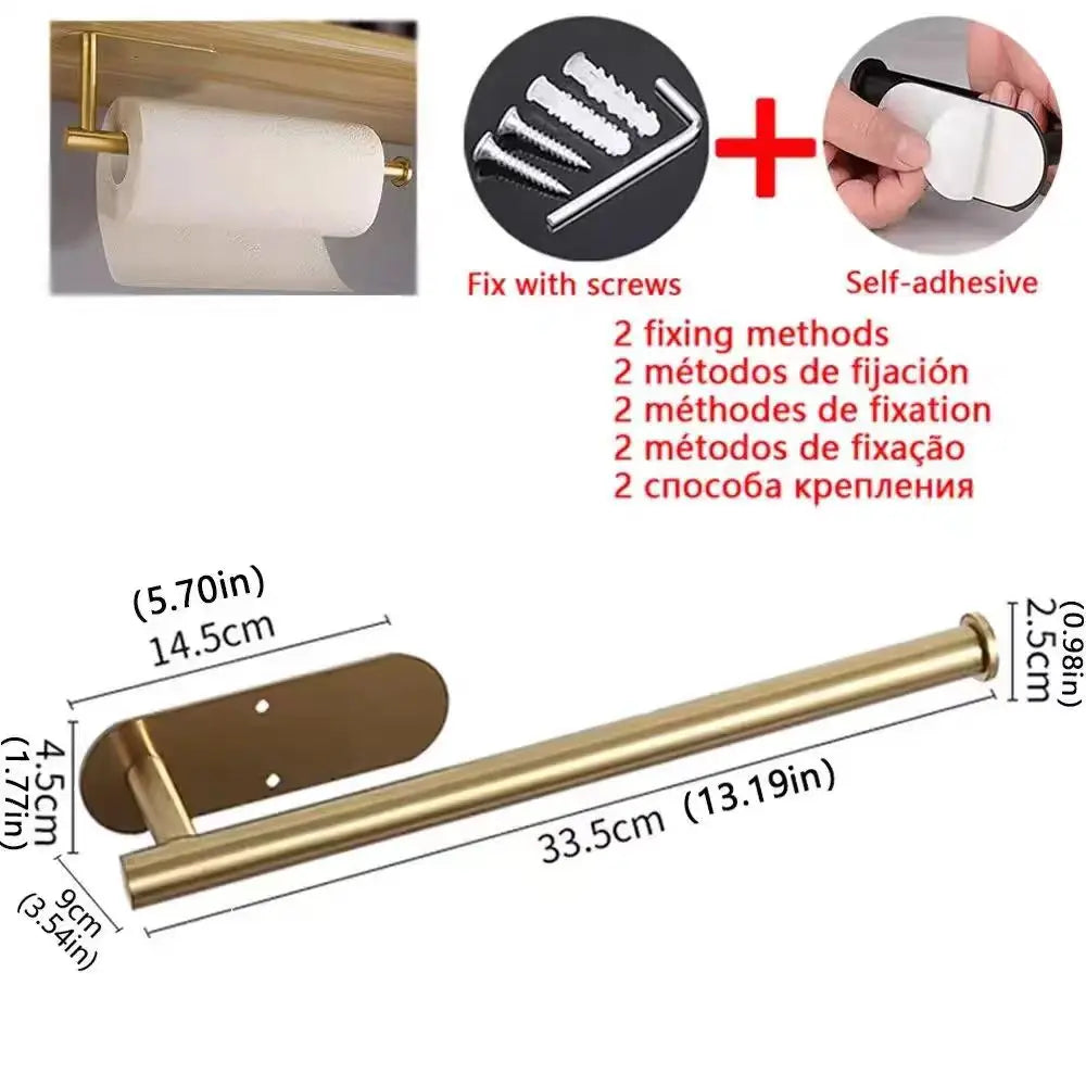 Kitchen Paper Towel Holder Adhesive Tissue Hanger Toilet Roll Paper Dispenser Cabinet Storage Napkin Rack Bathroom Accessories Beauty World Shop