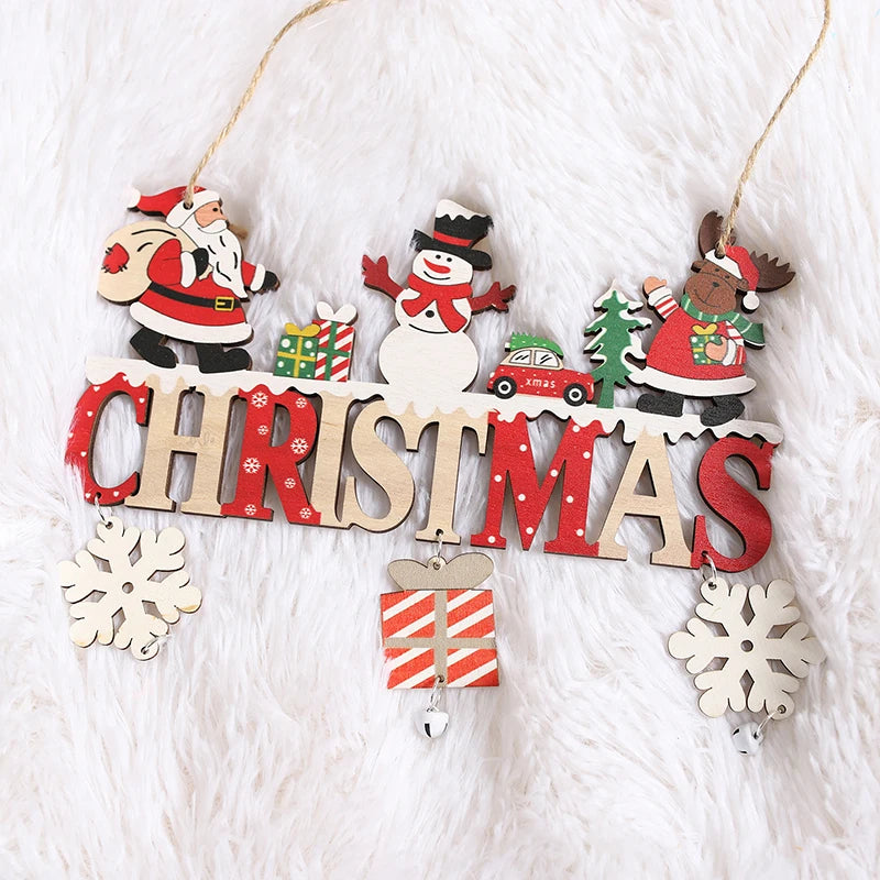 Gnome Santa Claus Wooden Hanging Ornament 2024 Merry Christmas Decoration for Home Door Xmas Tree Pendants Navidad New Year 2025 Beauty World Shop