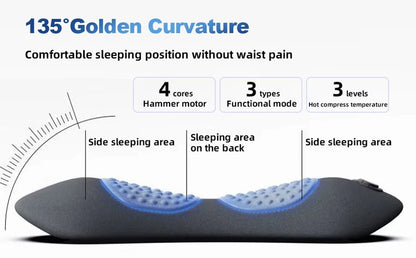 Heating Vibration Massage Pillow Electric Lumbar Support Pad Bed Sleeping Waist Protection Cushion Lying Flat Waist Pain Relief Beauty World Shop
