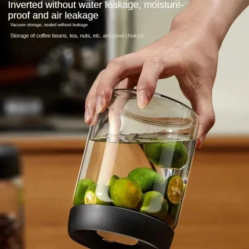 Manual Vacuum Sealed Coffee Jar High Borosilicate Glass Moisture Proof Tea Storage Container for Kitchen Coffee Beauty Trend Shop