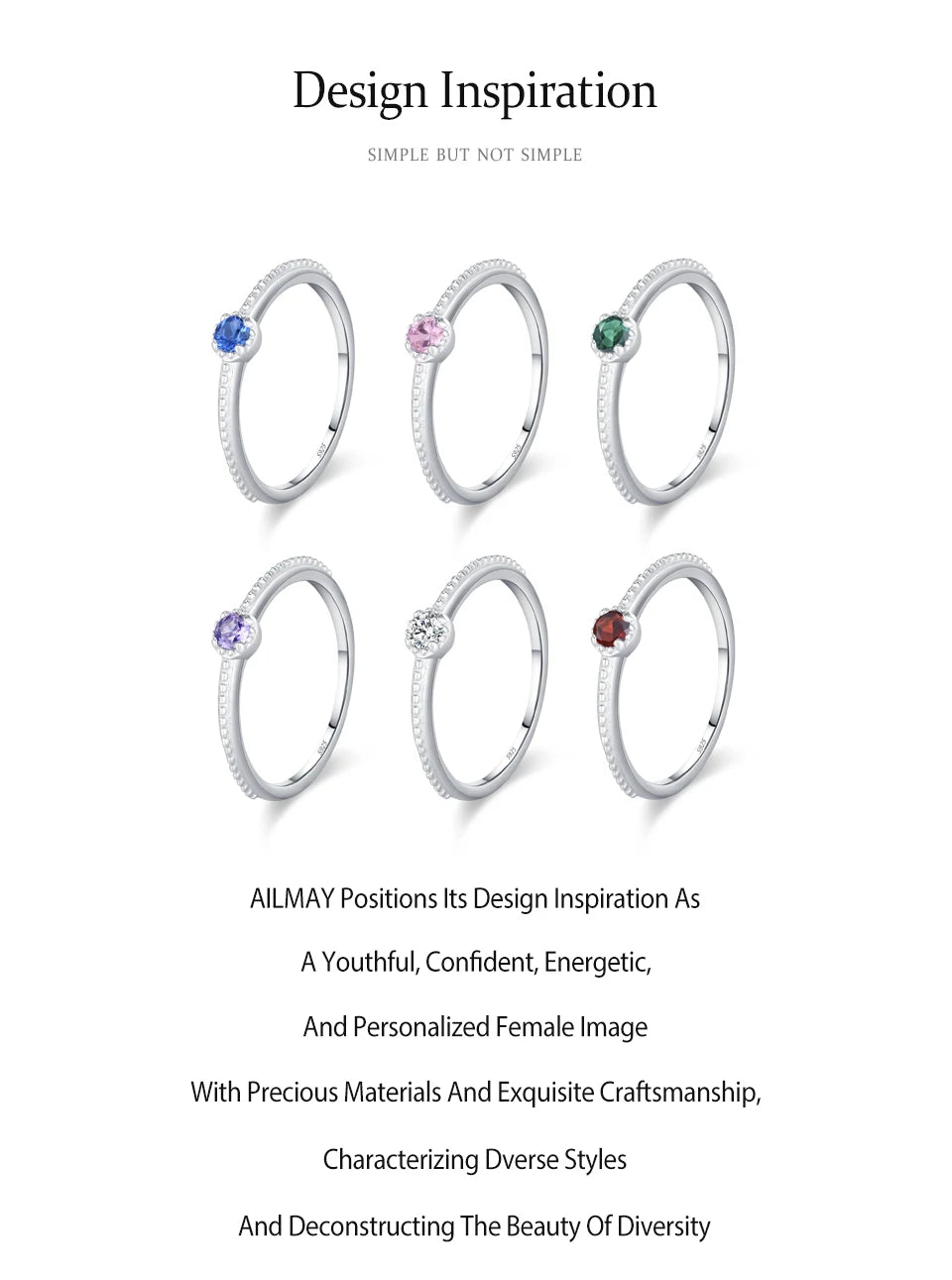 Ailmay 925 Sterling Silver Round Rainbow Zircon Rings For Women Wedding Engagement Party Colored Jewelry Beauty World Shop