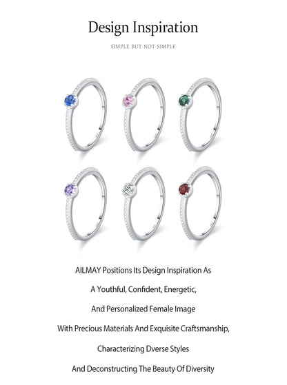 Ailmay 925 Sterling Silver Round Rainbow Zircon Rings For Women Wedding Engagement Party Colored Jewelry Beauty World Shop