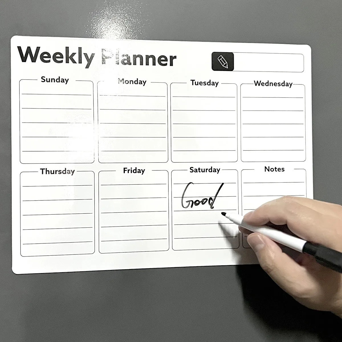 Magnetic Refrigerator Calendar Sticker - Reusable Weekly/Monthly Planner, Customizable Note Board for Home Office Beauty World Shop