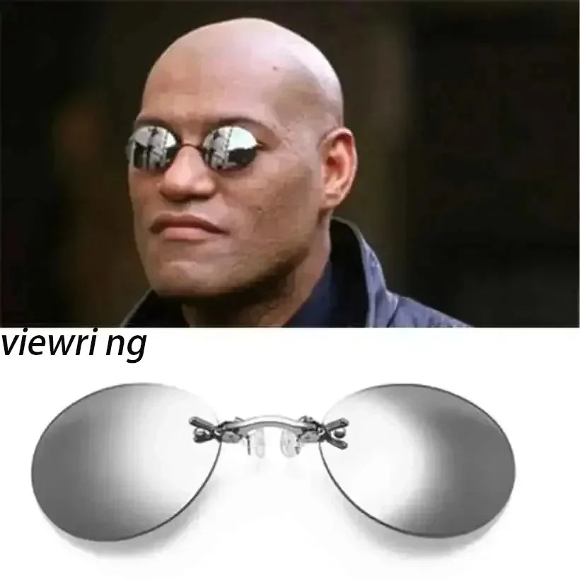  VIEWRING1-2PCS Clip On Nose Glasses Round Rimless Matrix Morpheus Sunglasses Mini Frameless Vintage Men Eyeglasses Beauty World Shop