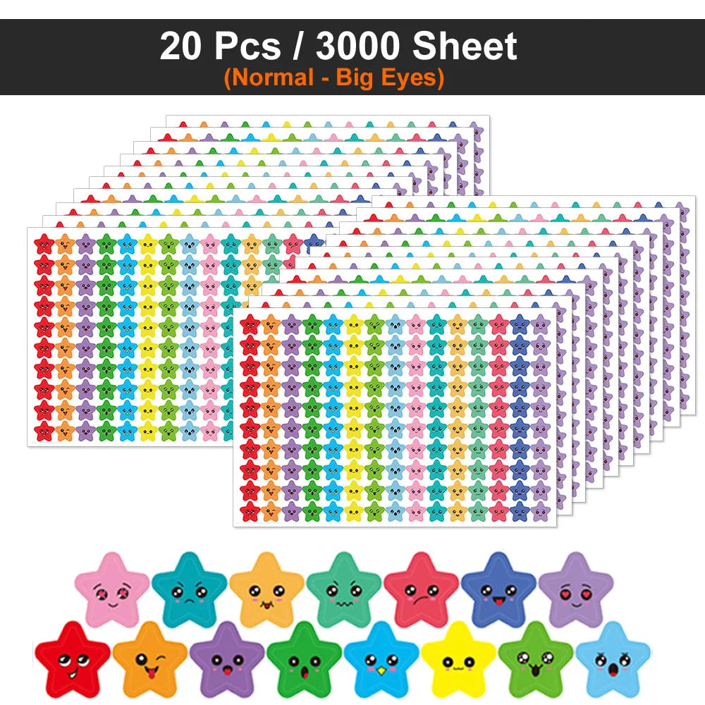 450-3000 Sheet Happy Face Stars Reward Sign Stickers Pack DIY Skateboard Suitcase Stationery Decals Decor Phone Laptop Gift Toys Beauty World Shop