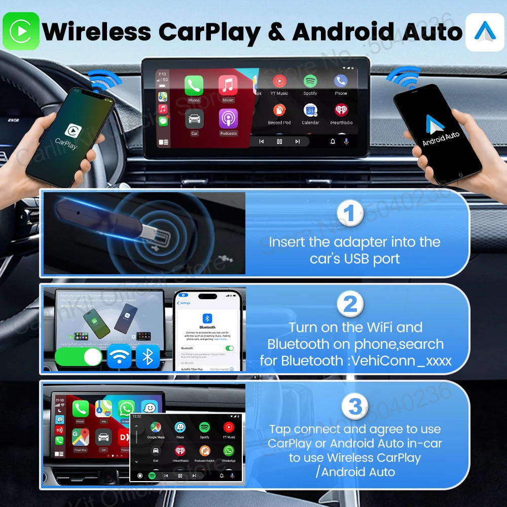 CarlinKit 5.0 Mini Ultra Wireless Adapter Wireless CarPlay Android Auto For OEM Car Plug and Play WiFi Bluetooth Auto Connection Beauty World Shop