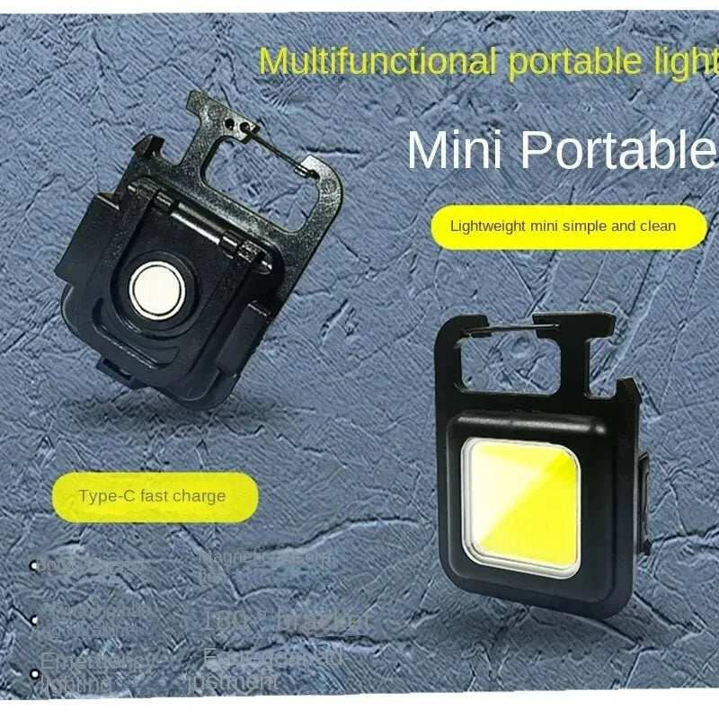 Mini LED Keychain Flashlight Aluminum Alloy USB Charging Portable COB Light for Camping Outdoor Work Fishing Beauty Fashion