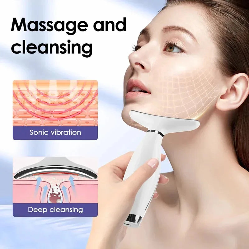 Portable 7 Colors LED Light Therapy Face Neck Massager 3 Gears Adjustable Gentle Vibration Anti Wrinkle Skin Tightening Lifting Beauty World Shop