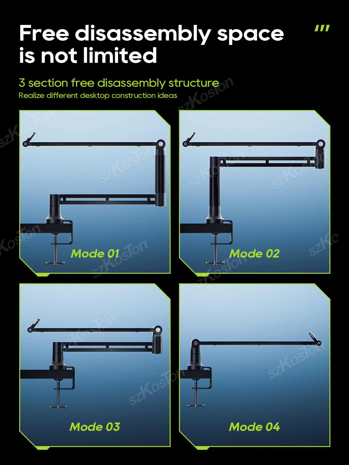 Adjustable Microphone Boom Arm Extended Riser with Cable Management Low Profile Mic Arm Gaming Microphone Stand for AM8 K688 A8 Beauty World Shop