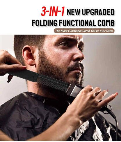 Professional 3 in 1 Pocket Folding Combs Wide Tooth Oil Head Comb Beard Combing Barber Hair Clipper Comb Salon Hair Styling Tool Beauty World Shop